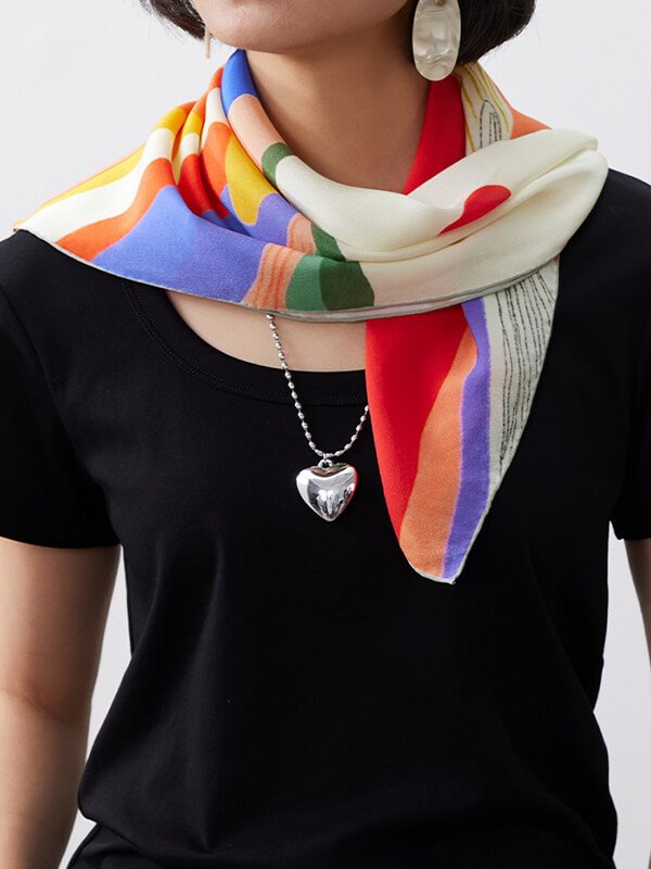 Unisex reversible doodle bandana no-slip design, hand-drawn abstract shapes on organic cotton