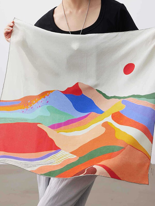 Festival doodle bandana limited-edition print, hand-illustrated botanical and geometric patterns