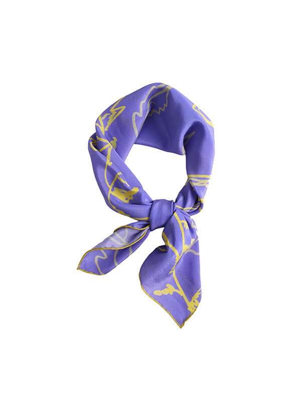 Hand-Painted Silk Scarf in Blue-Purple 1