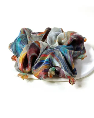 Handcrafted Glass Bead Floral Hair Tie