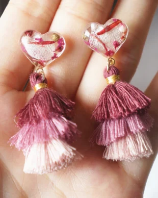Handmade Preserved Flower Tassel Earrings