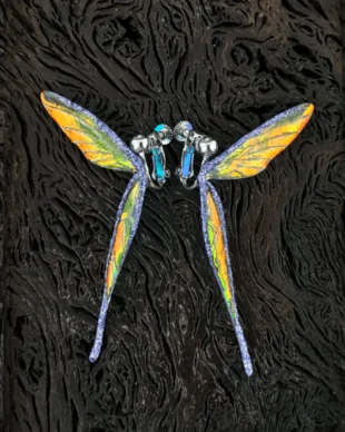 Bridal Elf Ear Jewelry - Swarovski-Studded Resin Wings Something Blue