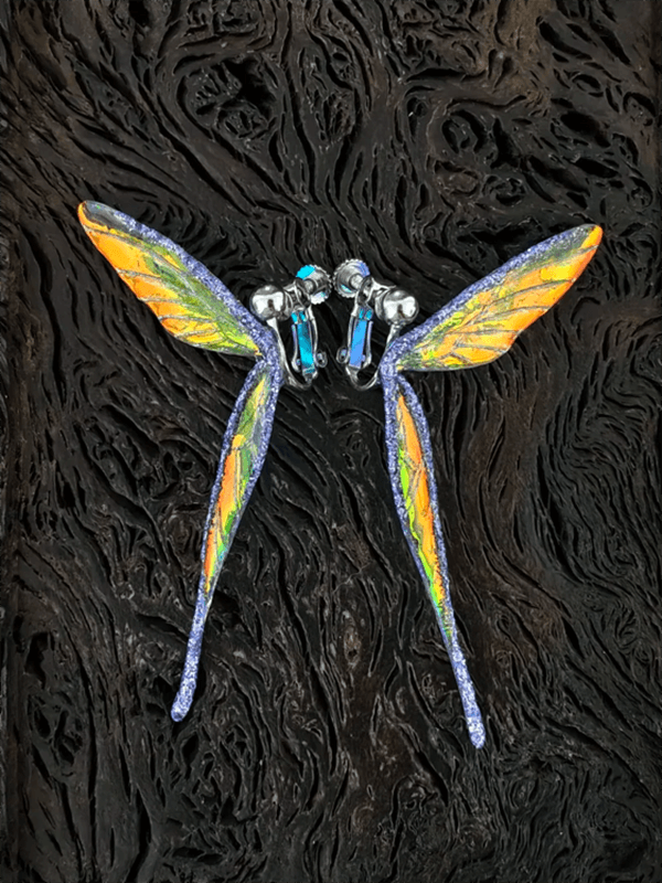 Bridal Elf Ear Jewelry - Swarovski-Studded Resin Wings Something Blue