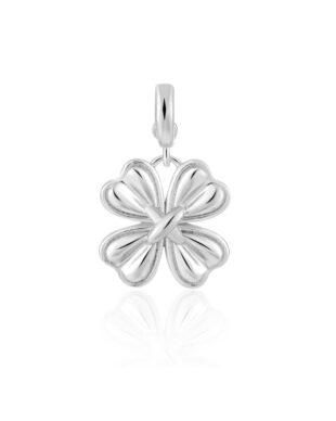 Heart-Shaped Four-Leaf Clover Sterling Silver Pendant