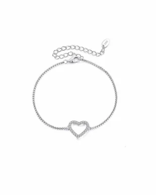 Heart-Shaped Moissanite Sterling Silver Bracelet