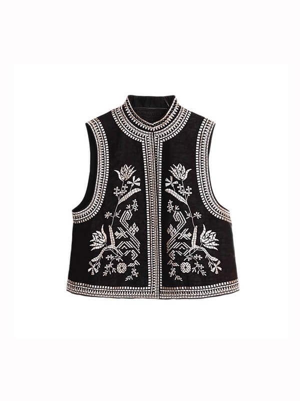 Heavy Embroidery Silk Vest 1