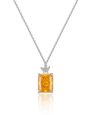 Ice Flower Stone Square Silver Necklace