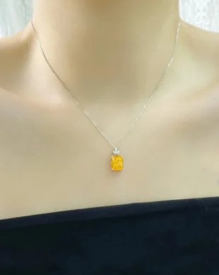 Ice Flower Stone Square Silver Necklace