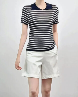 Icy-Touch Openwork Linen-Blend Knit Top