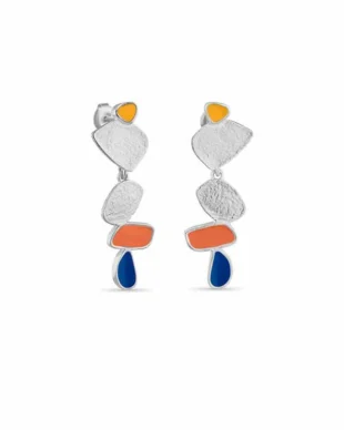 Irregular Long Dangle Earrings with Colorful Oil Pattern