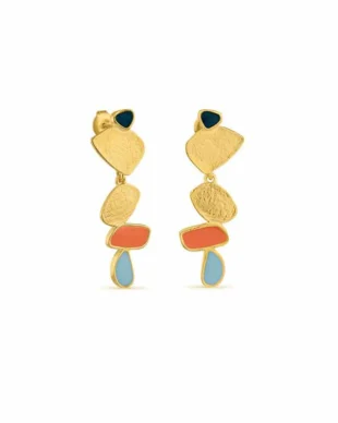 Irregular Long Dangle Earrings with Colorful Oil Pattern