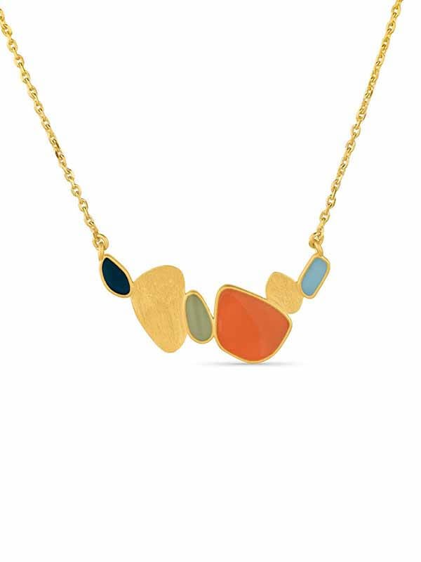 Irregular Long Dangle Necklace with Colorful Oil Pattern 1