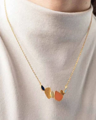 Irregular Long Dangle Necklace with Colorful Oil Pattern