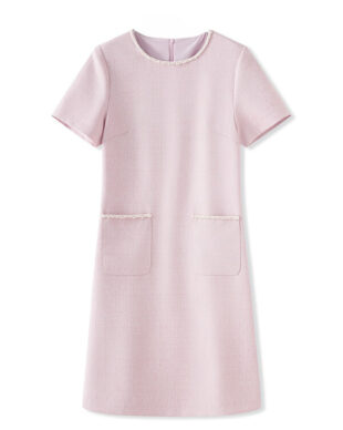 Jacquard Knit Round-Neck Slim Dress