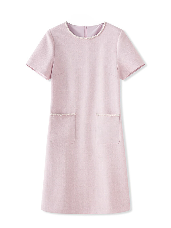 Jacquard Knit Round-Neck Slim Dress