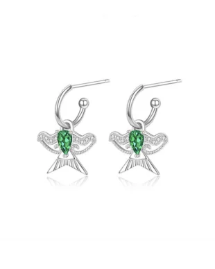 Kite Green Zircon Silver Earring