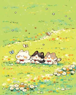 Kitten Outing Perler Bead Pattern – Cute Cat Outdoor Fuse Bead Design 3 images