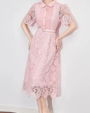 Lace Cut-out Waist Dress