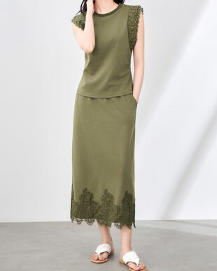 Lace Sleeveless Top and Straight Skirt Set