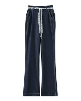 Lace-Up Lightweight Denim Jeans