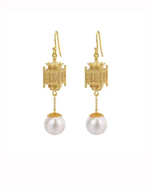 Lantern-Shaped Freshwater Pearl S925 Sterling Silver Earrings