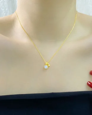 Carbon-negative zircon necklace - upcycled ocean silver with plankton-captured zircon