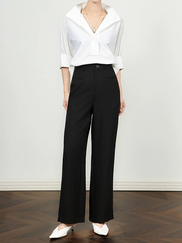 Lightweight Slim-Straight Wide Leg Pants