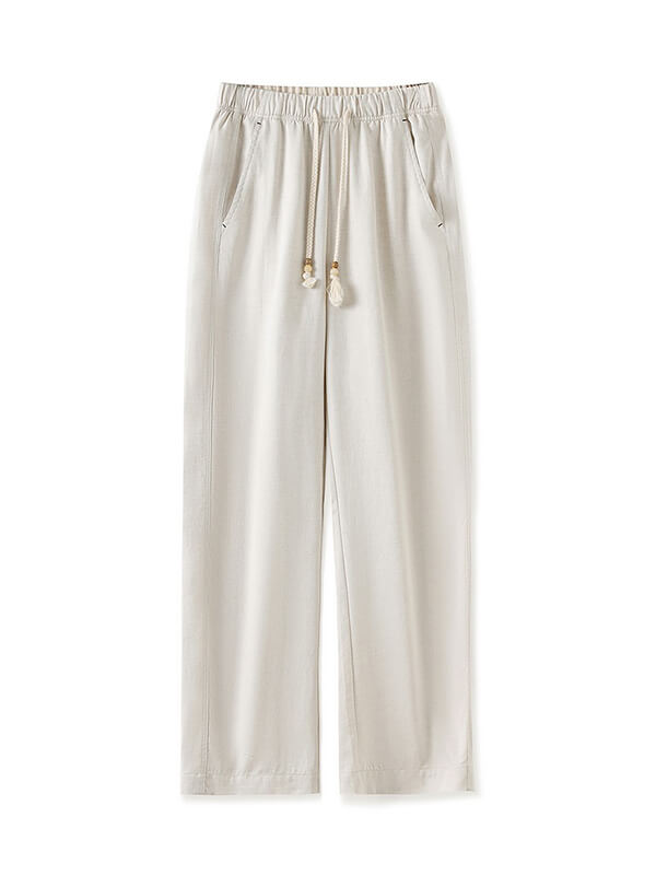 Lightweight Straight Wide-Leg Pants