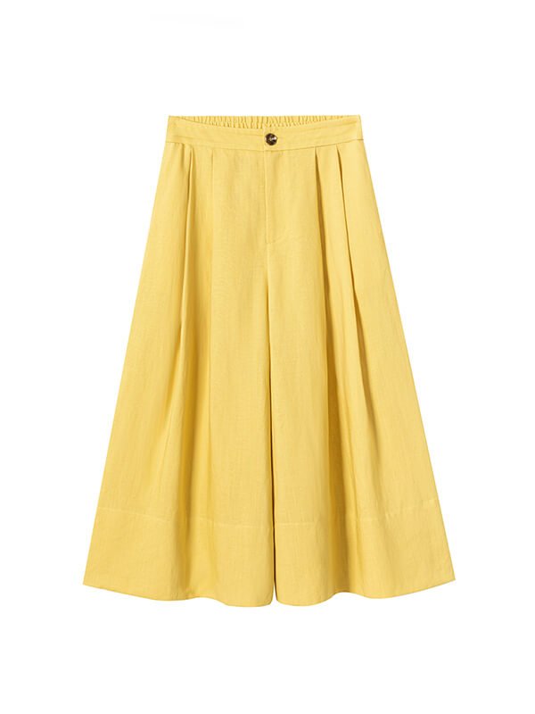 Linen-Blend Culotte Pants 1