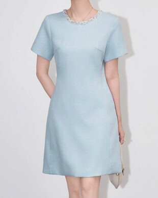 Linen-Mix Mini Dress
