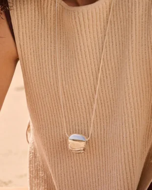 Long Irregular Oval Pendant Necklace