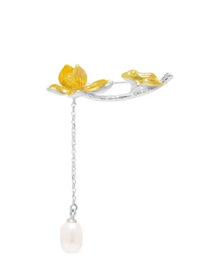 Lotus Pearl Silver Brooch