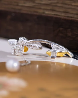 Lotus Pearl Silver Brooch