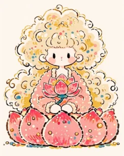 Lotus Princess Perler Bead Pattern – Elegant Oriental Fuse Bead Design 2 images