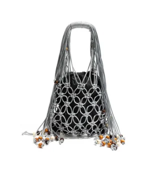 Macrame Tassel Shoulder Bag with Openwork Design