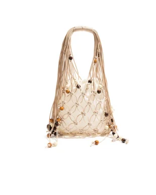 Macrame Tassel Shoulder Bag with Openwork Design