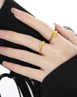 Matte Leaf Sterling Silver Ring