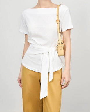 Minimalist Asymmetric Tie-Waist Slimming Tee