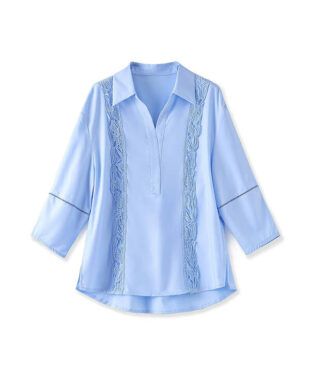 Minimalist Lace-Paneled Oversized Shirt