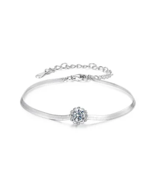 Moissanite Bud Sterling Silver Bracelet