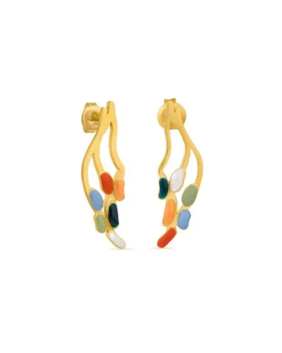 Multicolored Drip Glaze Metal Earrings with S925 Silver Needle