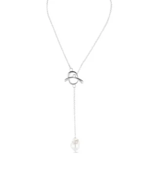 Natural Baroque Pearl Tassel  Necklace with OT Buckle