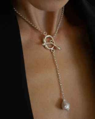 Natural Baroque Pearl Tassel  Necklace with OT Buckle