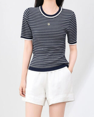Navy Striped Knit Tee