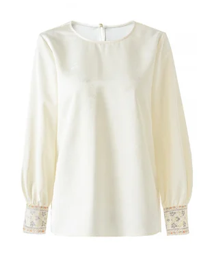 New long-sleeve shirt with embroidered cuffs