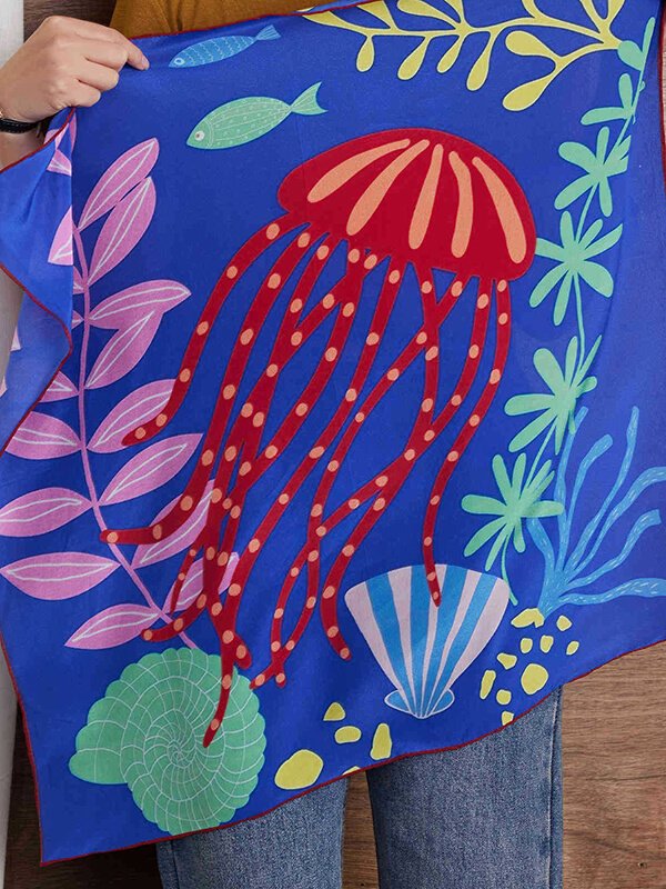 Aromatherapy Ocean Scarf - Sea Breeze Scented Waterproof Silk Travel