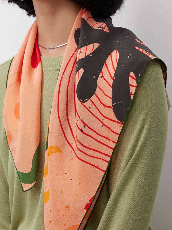 Hand-blocked Marine Biology Scarf - Limited Edition Phytoplankton Print Silk