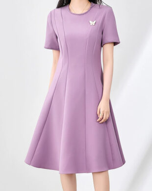 Office-Appropriate Waist-Defining Full-Skirt Dress