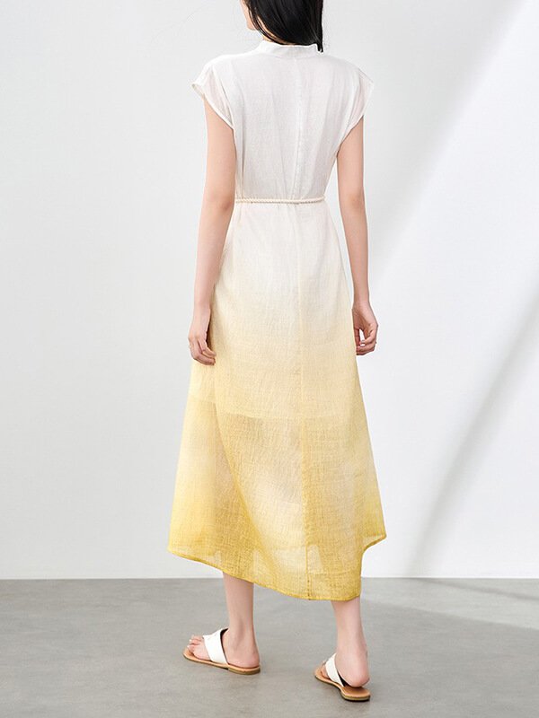 Grounding Ombre Maxi Dress - Weighted Hem Lavender-Infused Tencel Linen Sensory Gown