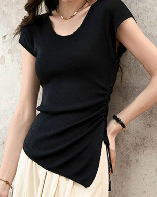 Open-Back Cool-Touch Knit T-Shirt
